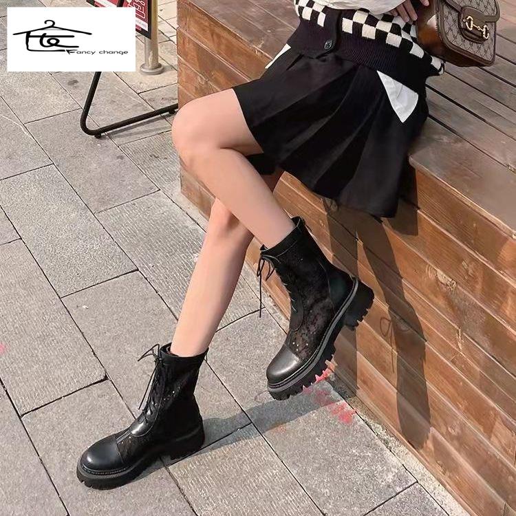 Giày Bốt Martin Dạng Lưới Rỗng Đế Dày Thoáng Khí Thời Trang Xuân Hè Kiểu Mới 2022 Cho Bạn Gái