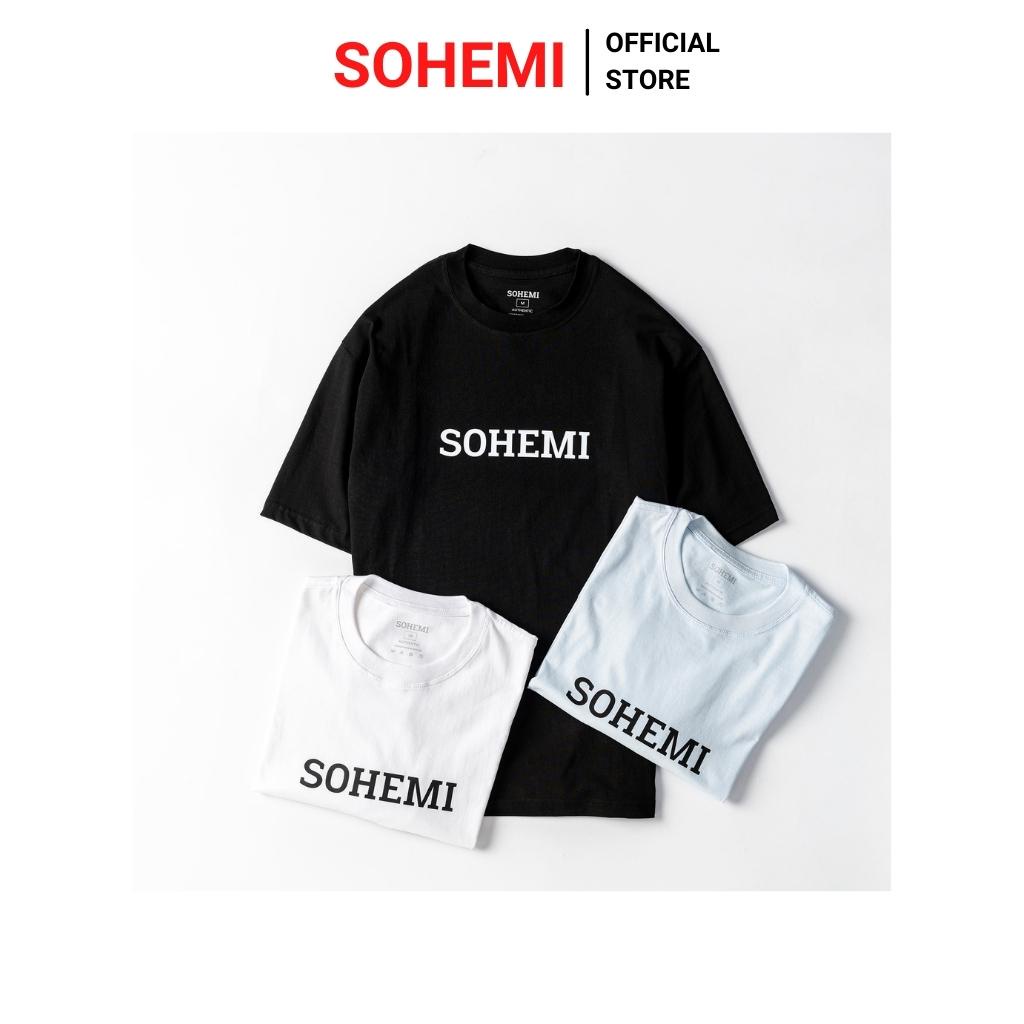Áo thun unisex trắng basic TEE phom rộng tay lỡ dành cho nam nữ SOHEMI