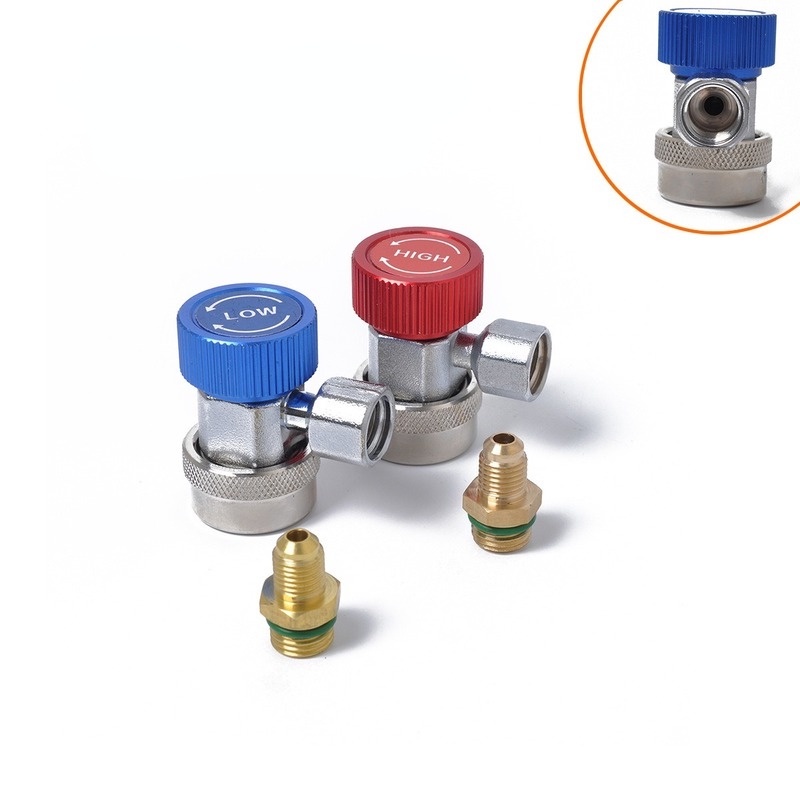 Cặp van nạp ga điều hòa cao áp và hạ áp cho xe hơi Đầu ráp nối nhanh R134A van điều hòa ô tô Nạp gas điều hòa