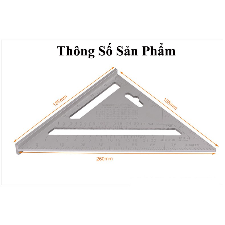 Thước Góc Vuông Eke Hợp Kim Nhôm 7inch Thước Tam Giác Vuông Đo Góc Hợp Kim Nhôm Thợ Mộc