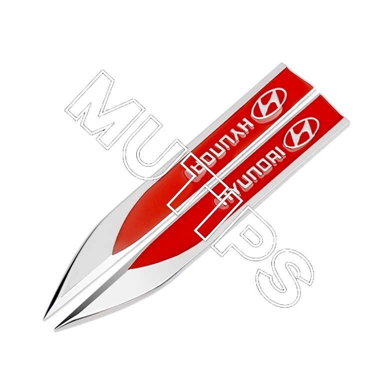 FENDER Bộ 2 Miếng Dán 3D Bằng Kim Loại Trang Trí Xe Hơi Hyundai Getz Accent Atoz i20 Trajet H1 i10 Kona Santa Fe