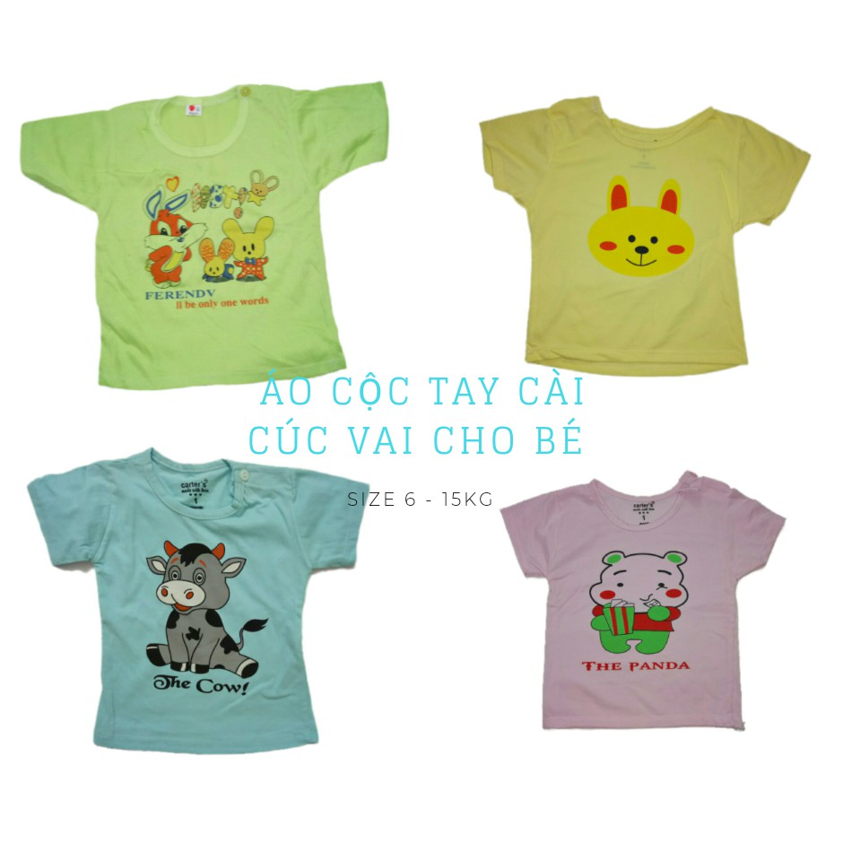 Áo cộc cotton có nút cài vai cho bé hàng loại 1