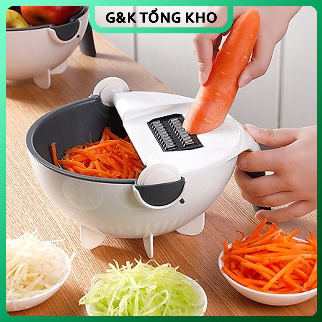 Dụng cụ bào cắt gọt rau củ quả đa năng kèm rổ 9in1