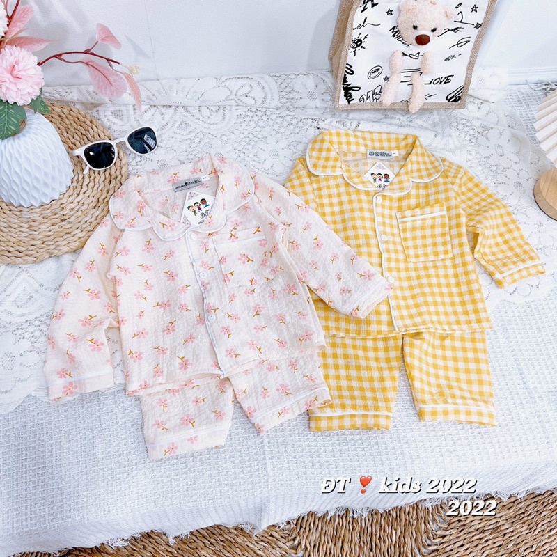 Đồ bộ pijama cho bé 🌷Đồ bộ vải đũi dài tay dài quần cho bé trai và bé gái