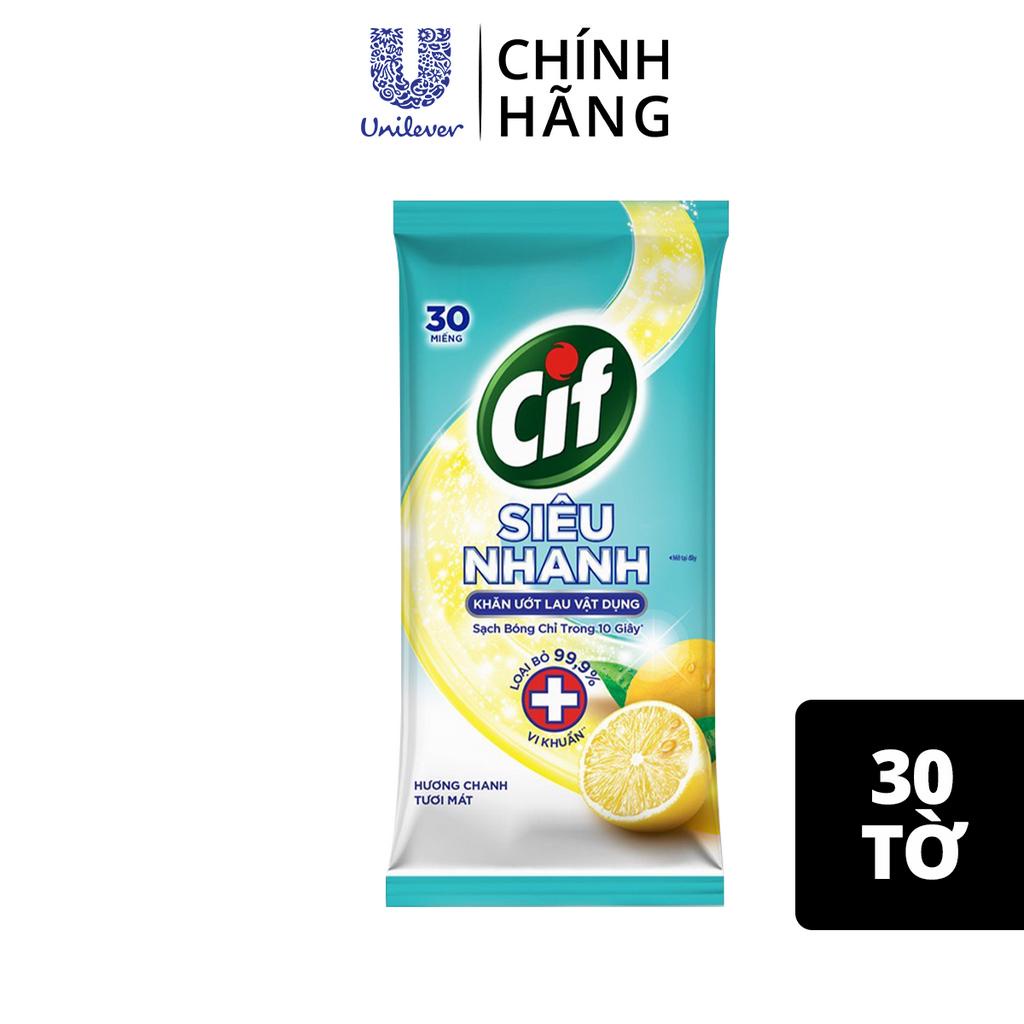 Khăn Ướt Lau Vật Dụng Cif Siêu Nhanh 30 miếng