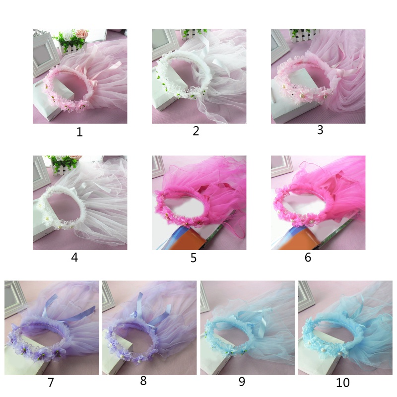 Mạng Che Mặt Kiểu Xếp Li Họa Tiết Hoa Lãng Mạn Cho Bé Gái