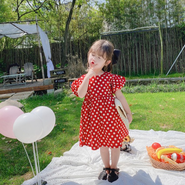 Summer Girls Retro Polka Dot Halter Red Polka Dot Beach Dress