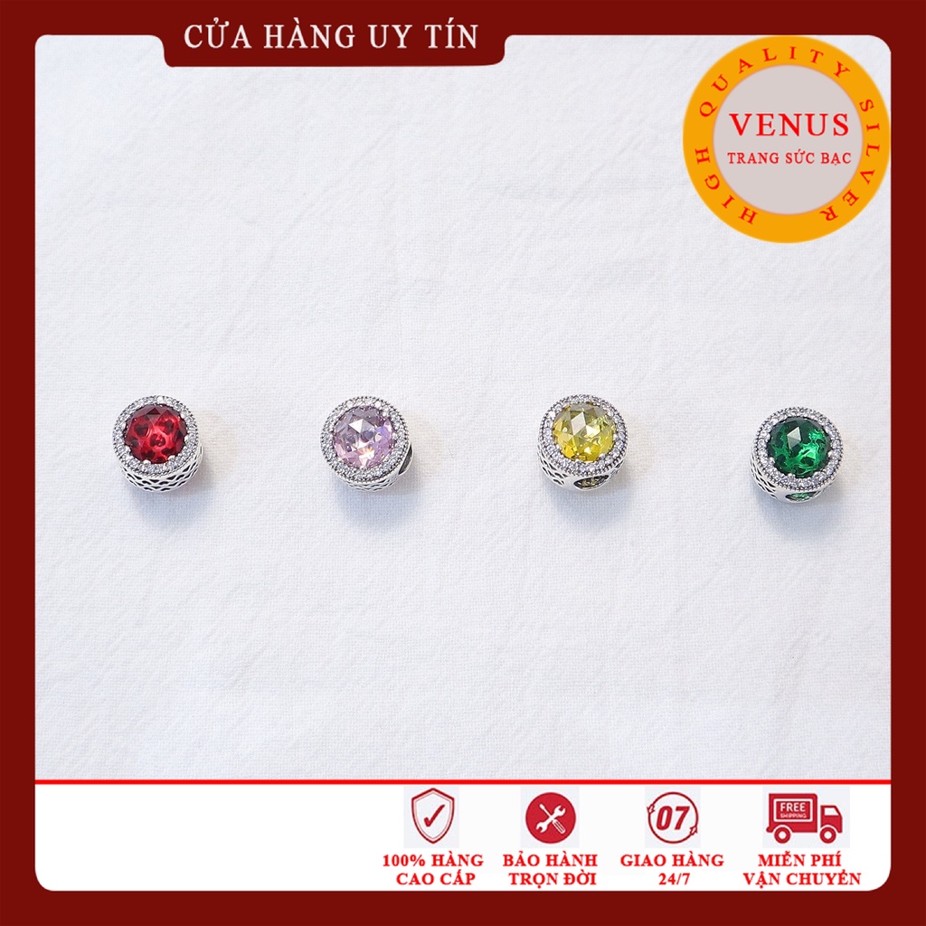[Charm bạc 925 cao cấp] Charm radiant 4 màu đỏ, hồng, vàng, xanh lá- Mã sản phẩm VENUSR2