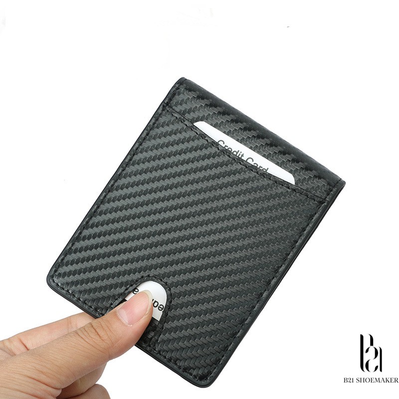 Ví Da Bò Nam Công Sở Đen Cacbon Nam Kết Hợp Nhiều Ngăn Đựng Thẻ Tiện Dụng Sang Trọng Nam Tính Full Box  - B21 Shoemaker