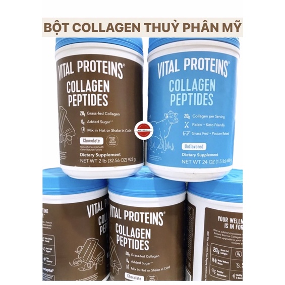 BỘT VITAL PROTEINS COLLAGEN PEPTIDES KHÔNG MÙI HỖ TRỢ DA, TÓC, MÓNG, XƯƠNG KHỚP - 680G