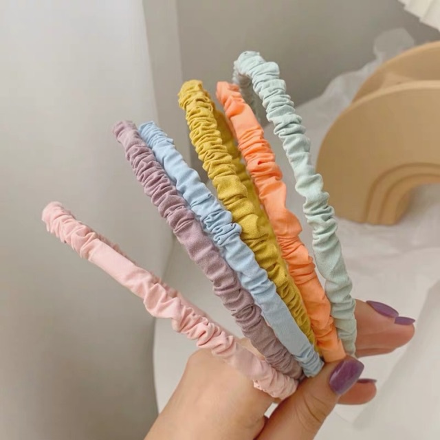 Băng đô cài tóc chất vải chiffon nhún bèo , siêu đễ thương phong cách Hàn Quốc - Cài tóc bằng vải voan nhún xinh xắn