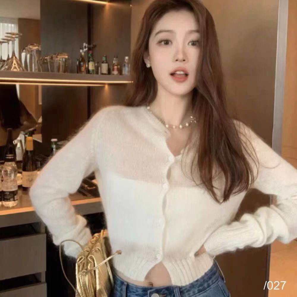 Rose blackpink Áo Khoác Cardigan Dài Tay Phong Cách Retro Nữ Tính