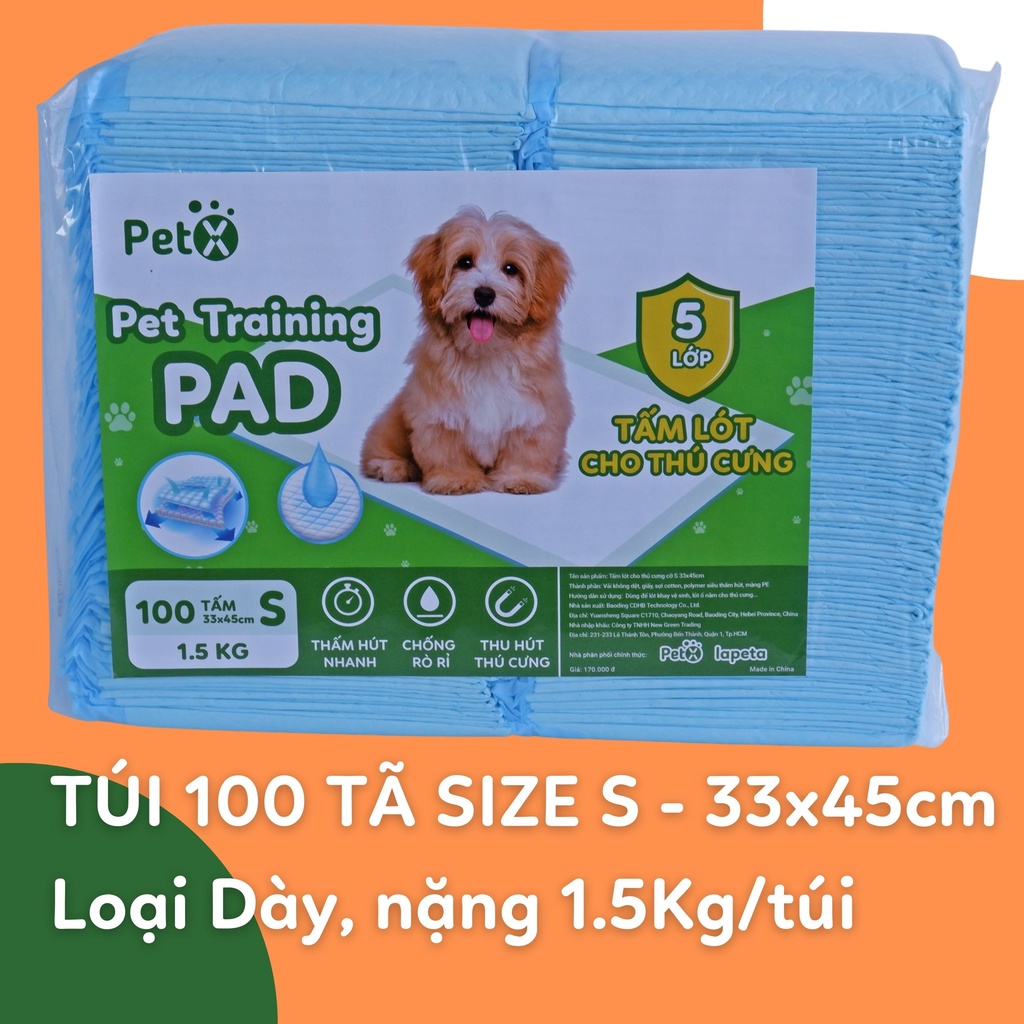 Miếng tã lót khay vệ sinh lồng chuồng, sàn xe cho chó mèo, thú cưng siêu thấm hút (bán lẻ từng tấm) PetX