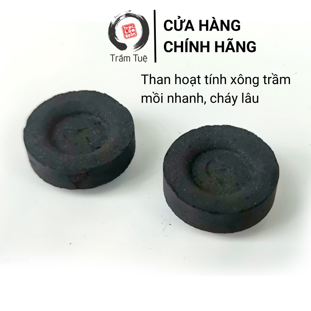 Than hoạt tính dạng viên đốt Xông Trầm Hương, Thảo Mộc, Gói 10 Viên, Ít Khói, Không Mùi, Mồi Nhanh, Cháy Lâu, Giá Tốt