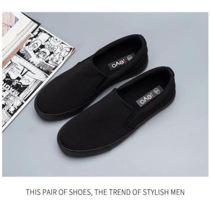 Slip on nam - Giày lười vải nam LEYO - Vải polyester màu đen full và xanh than full - Mã SP A7522 . ' ' . II ^ !#