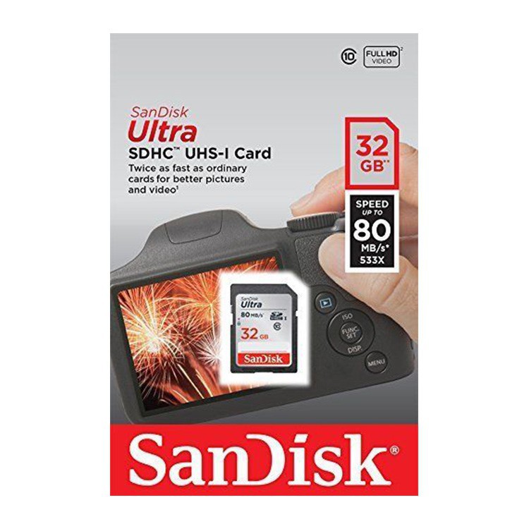 Nơi☾﹍Thẻ nhớ SDHC SanDisk Ultra 533x 32GB Class 10 UHS-I 80MB/s (Xám) | BigBuy360 - bigbuy360.vn