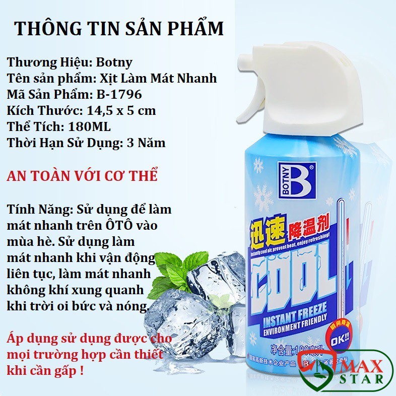 Bình xịt làm lạnh nhanh tức thì Chai xịt làm lạnh nhanh oto Chai xịt làm mát cơ thể Chai xịt giảm đau ✅