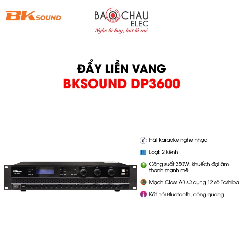 [CHÍNH HÃNG] Cục Đẩy Liền Vang BKsound DP3600 - 2 Kênh - Công Suất 350W - Hát Karaoke Nghe Nhạc (Giá 1 Chiếc)