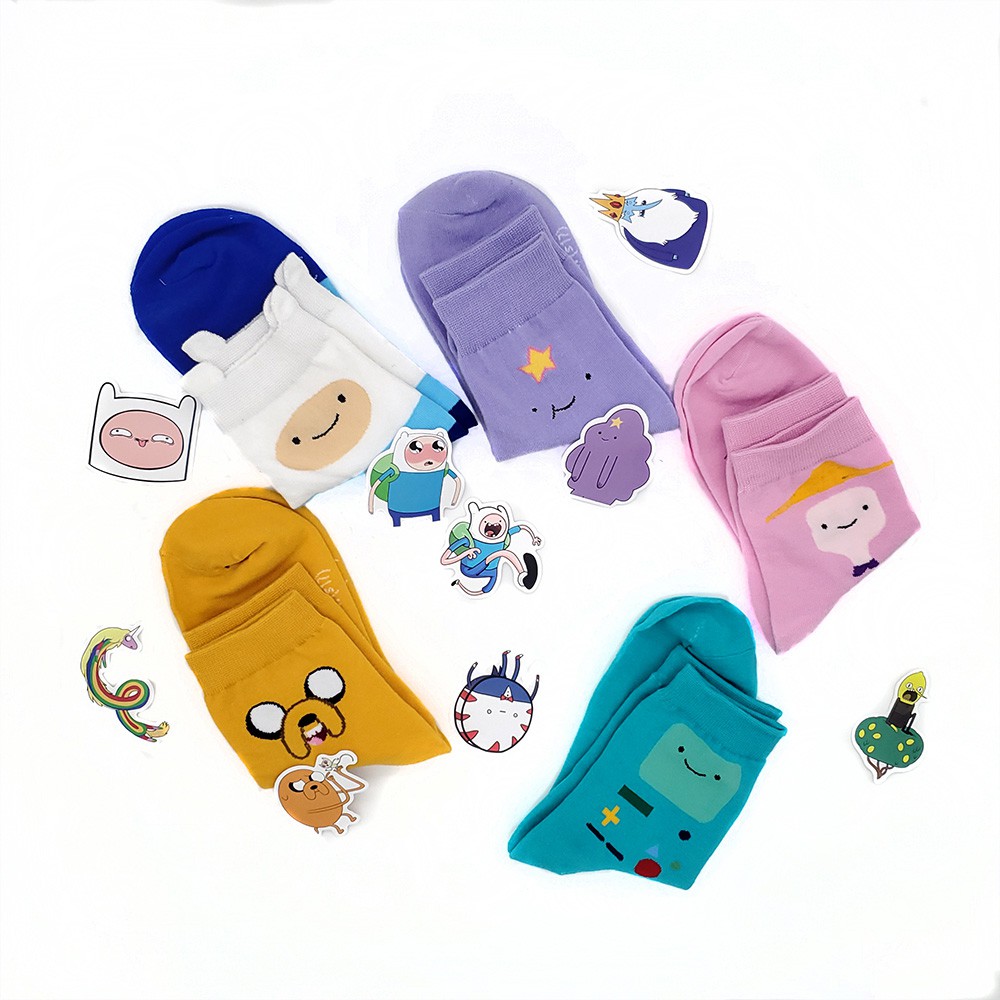 Đôi Tất Họa Tiết Hoạt Hình Chất Liệu Cotton Xinh Xắn