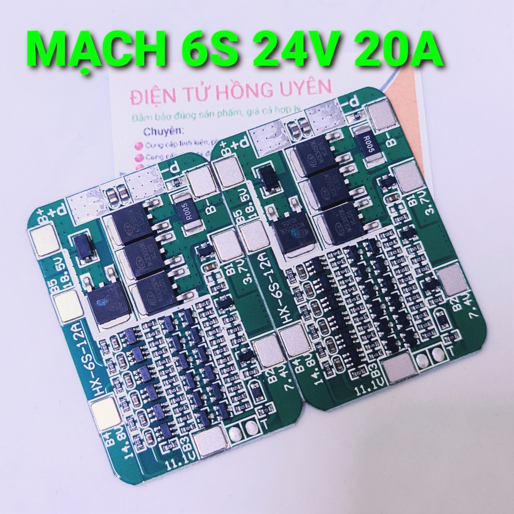 Mạch 6S 24V 20A. Mạch bảo vệ sạc xả đóng khối pin 6S 24V Dòng xả mạch 20A, Có bảo vệ chống ngược nguồn