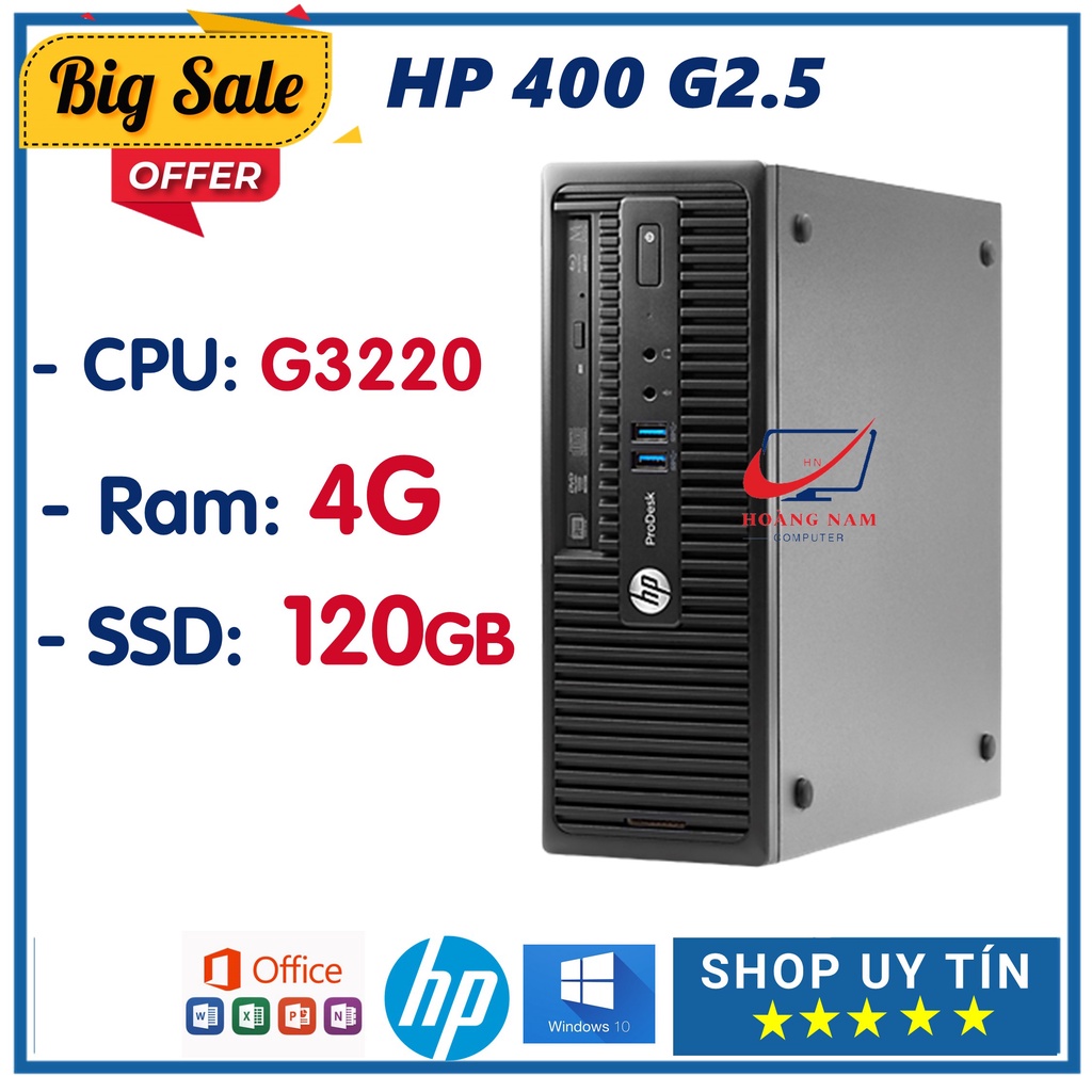 Cây Máy Tính Để Bàn ⚡Freeship⚡ PC Văn Phòng Giá Rẻ - HP 400 G2.5 (G3220/Ram 4G/SSD 120GB) - Hàng Nhập Khẩu Nhật