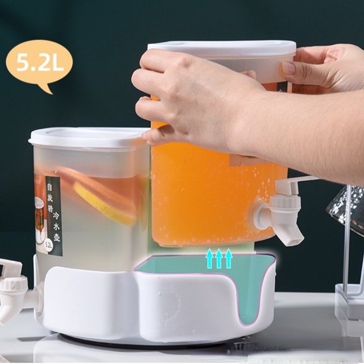【Hàng Có Sẵn】Khay Đựng Nước Nóng/Lạnh Tủ Lạnh Ba Ngăn Sức Chứa Lớn Có Thể Xoay 5.2L Cho Tủ Lạnh