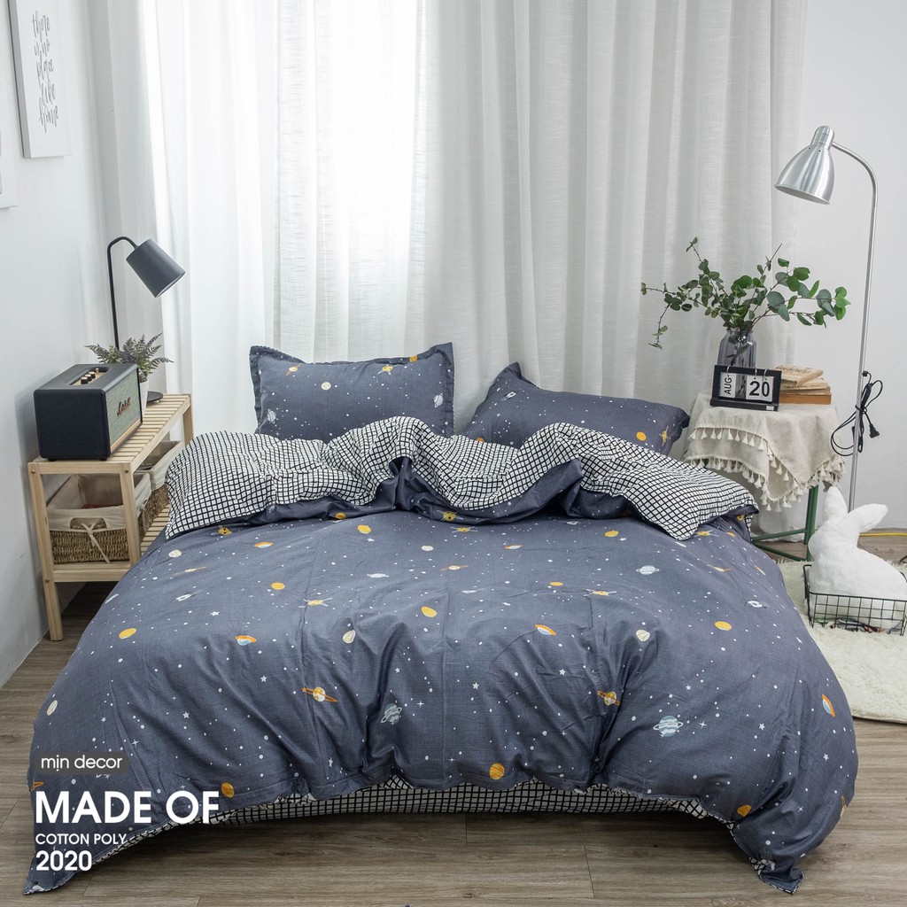 Bộ chăn ga gối vũ trụ, bộ chăn ga cotton 3d kèm vỏ gối | BigBuy360 - bigbuy360.vn