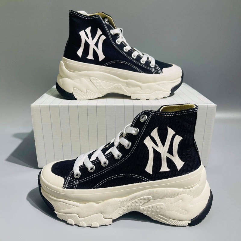 [New] Giày Thể Thao MLB High NY Yankees Đen Cổ Cao Chính Hãng