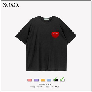 Áo thun đôi nam nữ tay lỡ form rộng dáng unisex  XOXO phong cách Nelly Ulzzang in hình Trái Tim Play Heart