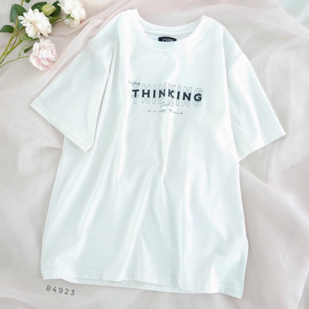 Áo thun tay lỡ in chữ THINKING nhiều màu ulzzang form rộng - Made by Fiin