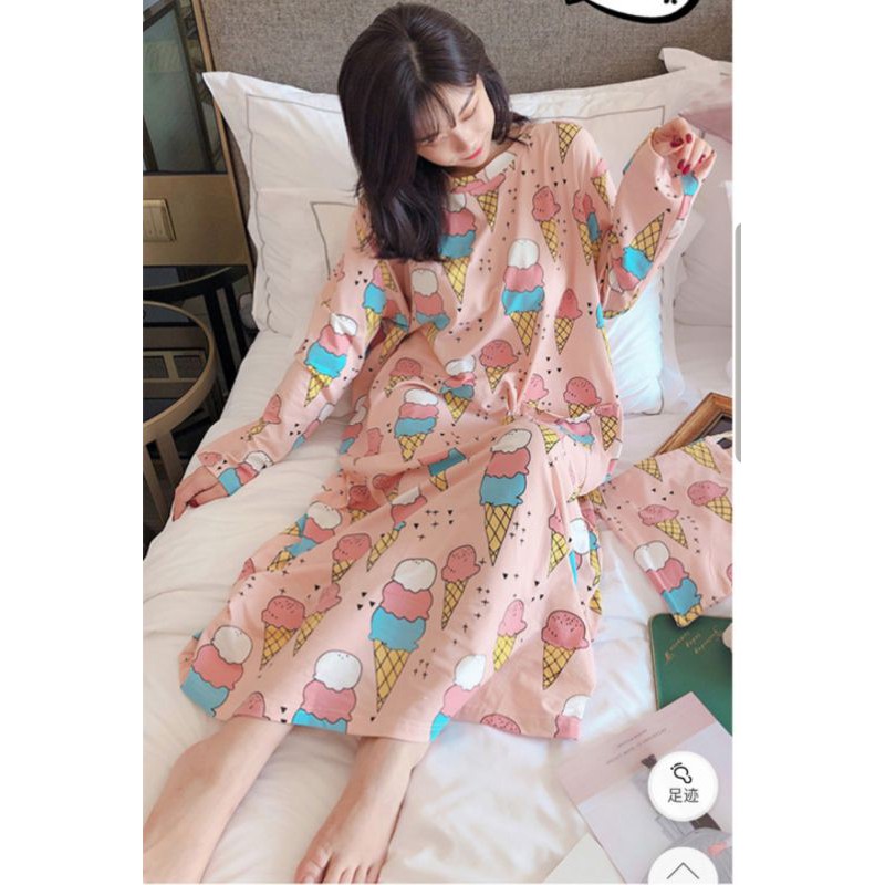 váy ngủ cotton dài tay | BigBuy360 - bigbuy360.vn