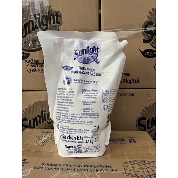 TÚI NƯỚC RỬA CHÉN SUNLIGHT 3,5 Kg - 3,4 Kg