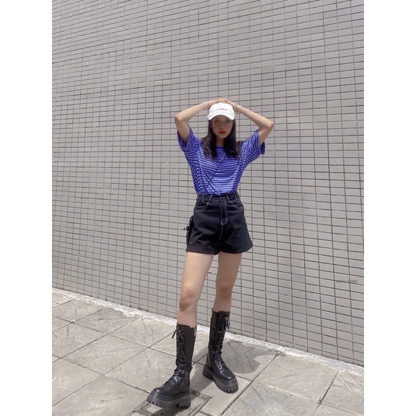 Quần short, quần short jeans đai khuy hai bên cạp 5902