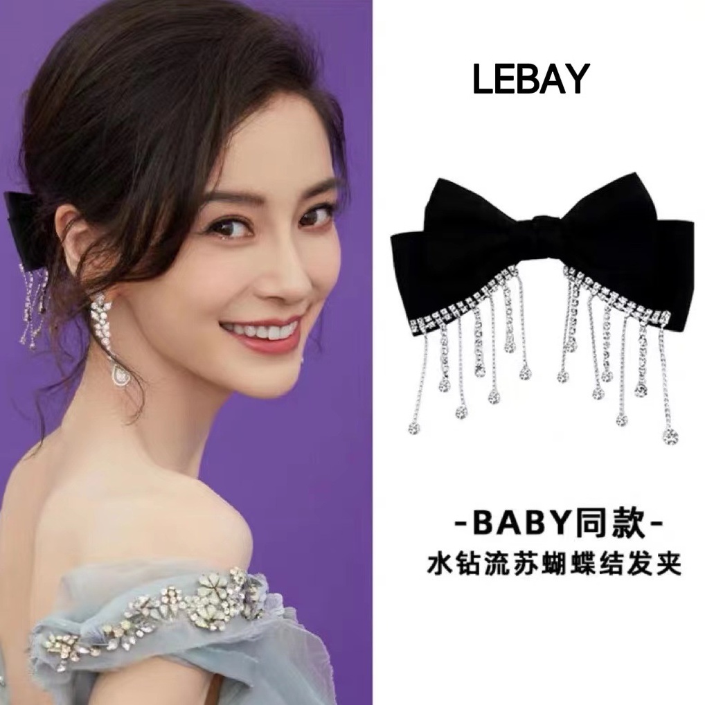 Kẹp Tóc Hình Nơ Lưng Đính Đá Lấp Lánh Xinh Xắn