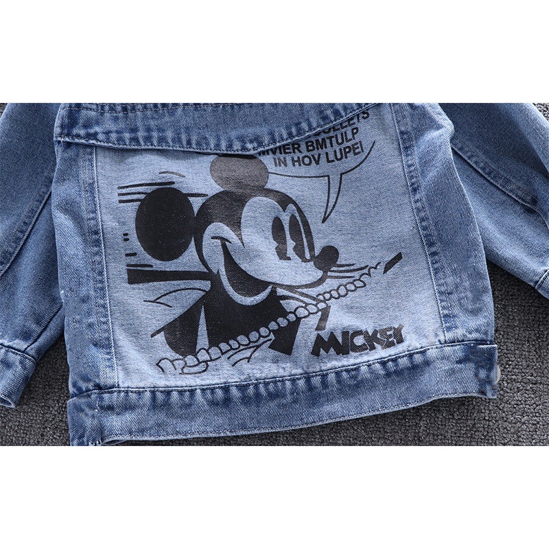 Áo Khoác Jeans In Hình Chuột Mickey Thời Trang Cho Bé Trai Và Gái 2-8 Tuổi