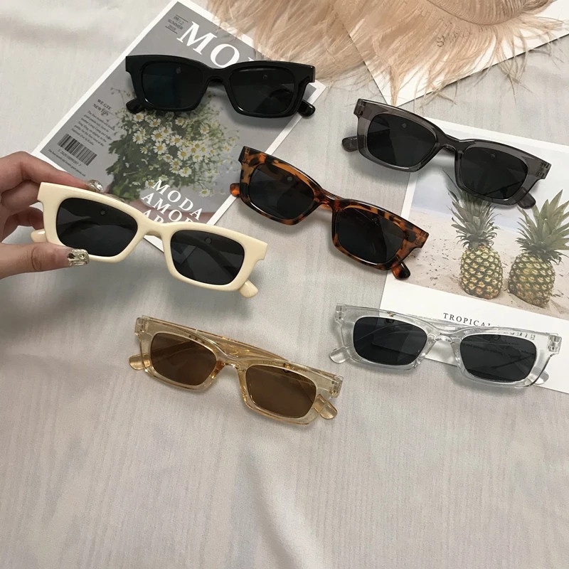 Kính Mát Nam Nữ Hottrend, Mắt Kính Gọng Vuông Chữ V Phong Cách Ulzzang Hàn Quốc