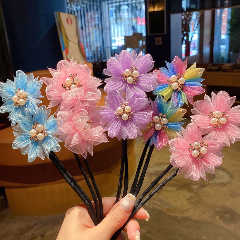 Dây Buộc Tóc Hình Bông Hoa Xinh Xắn Cho Bé Gái