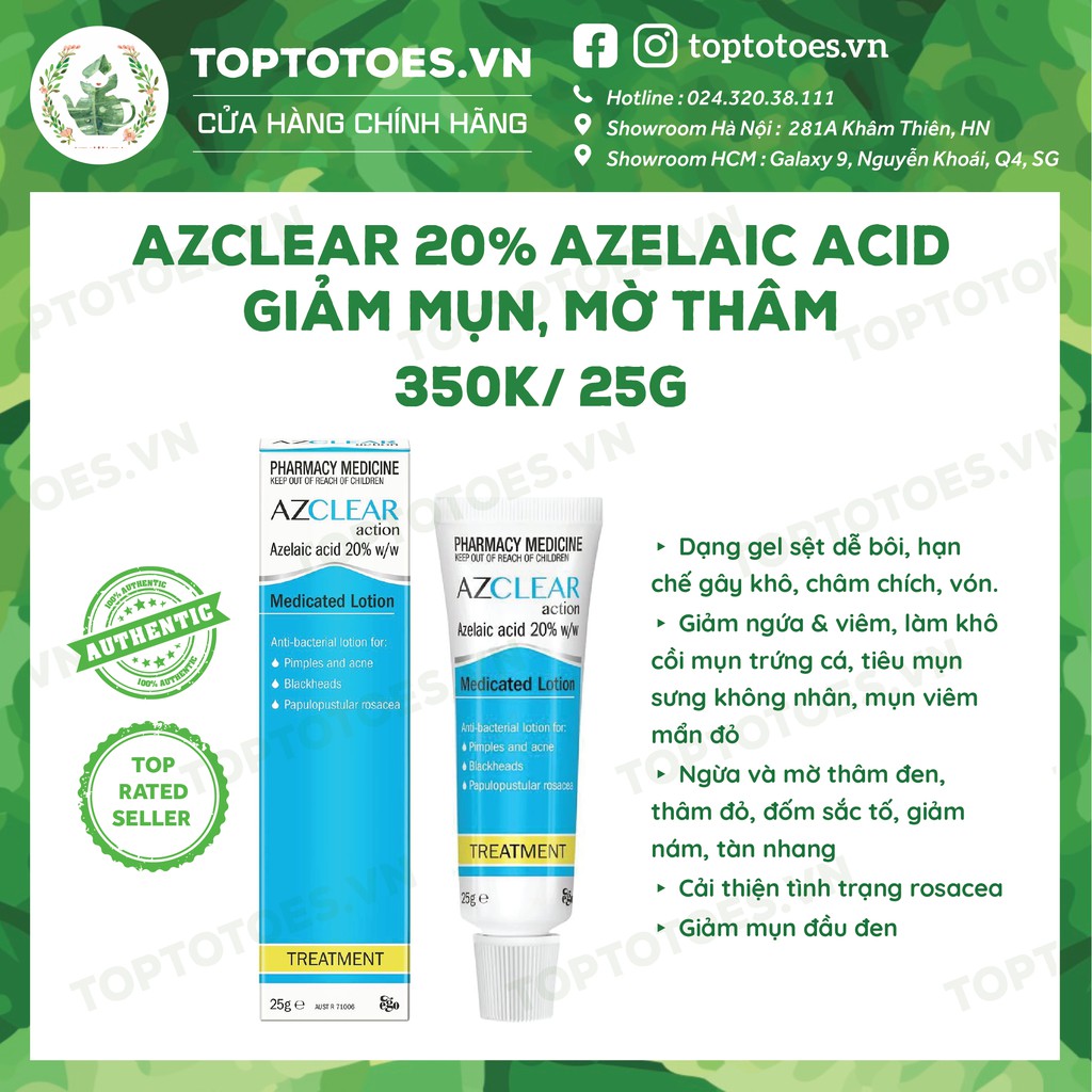 Kem bôi đa năng Azclear 20% Azelaic acid giảm mụn, mờ thâm