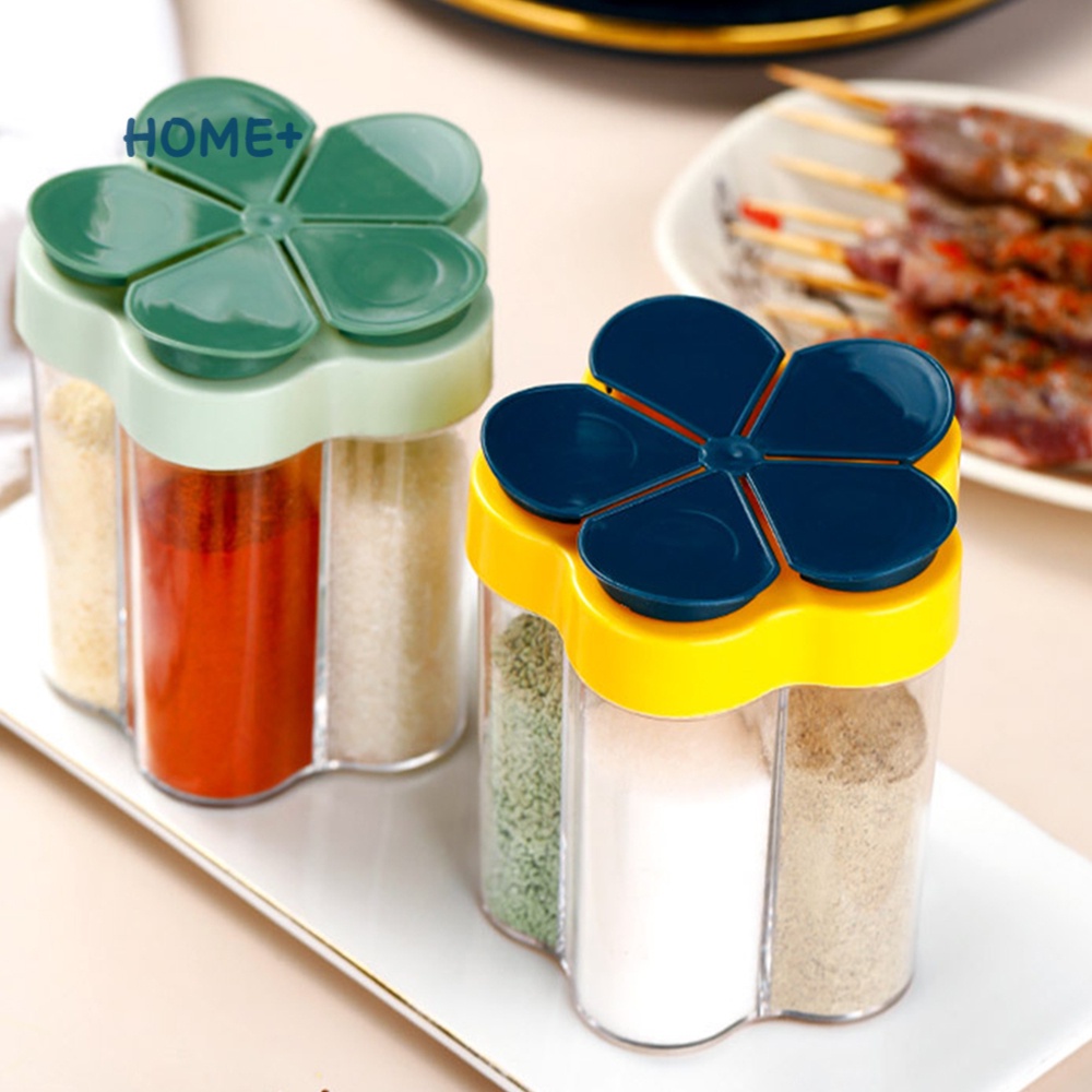 Hộp Đựng Gia Vị Nắp Lật Trong Suốt Gọn Nhẹ 5 Trong 1