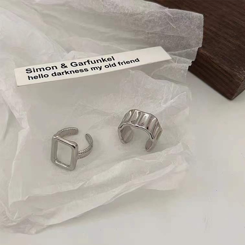 Set 2 Nhẫn Hở Họa Tiết Hình Học Độc Đáo