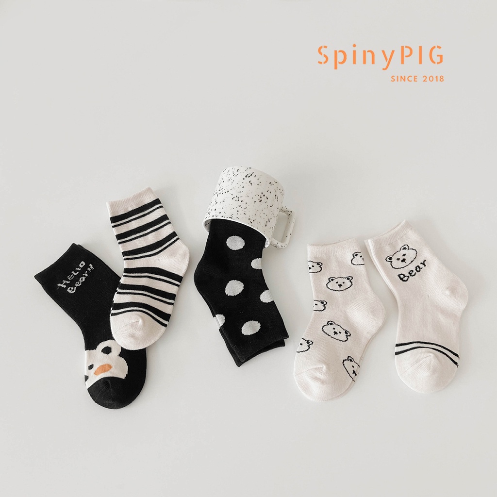 Set 5 đôi tất cho trẻ em từ 1-12 tuổi nhiều màu chất liệu cotton dày