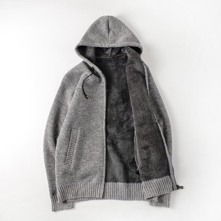 (ORDER) Áo khoác Hoodie Nam vải len lót lông có mũ siêu ấm áp Hàn Quốc