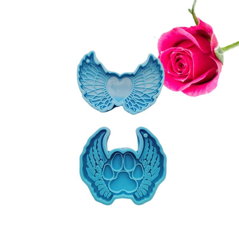 Set 2 Khuôn Silicone Làm Móc Khóa Hình Trái Tim