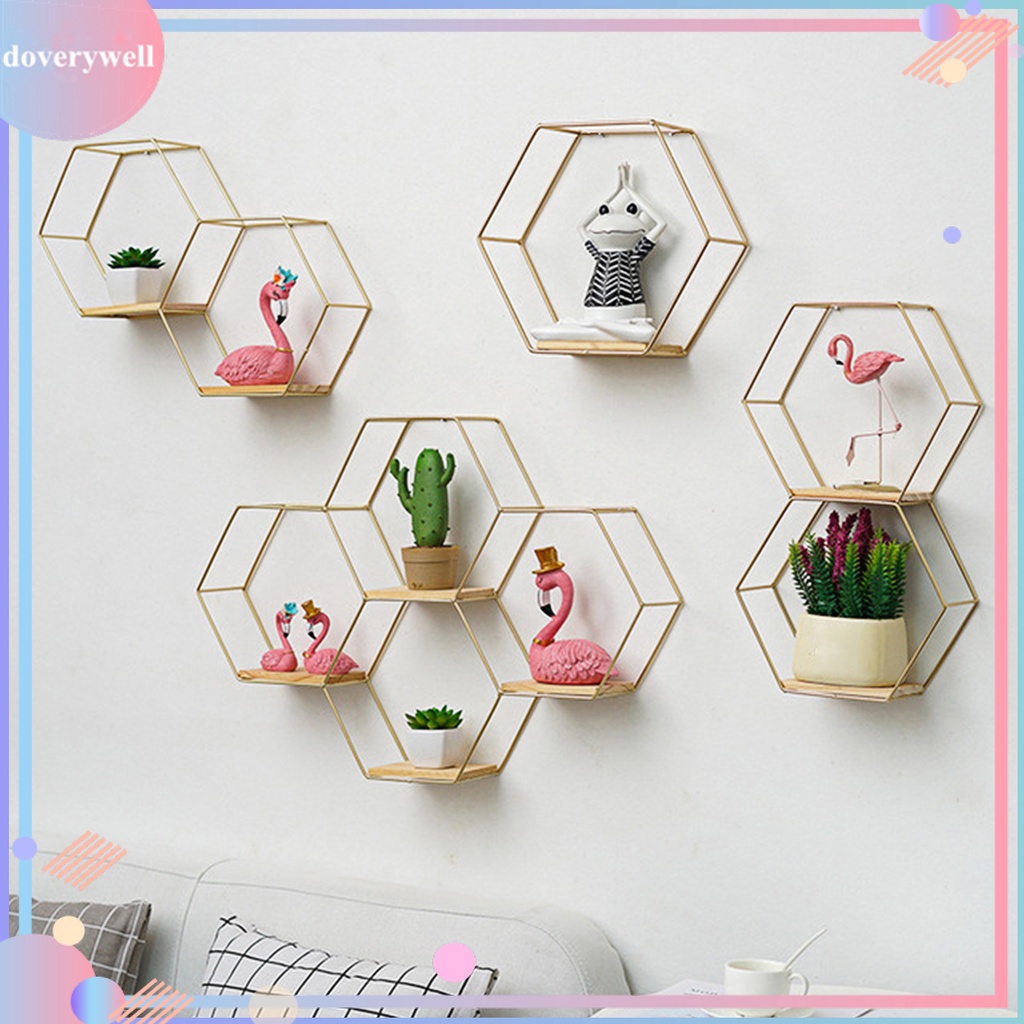 Giá Đỡ Đồ Gắn Tường Hình Lục Giác Đa Năng Phong Cách Bắc Âu
