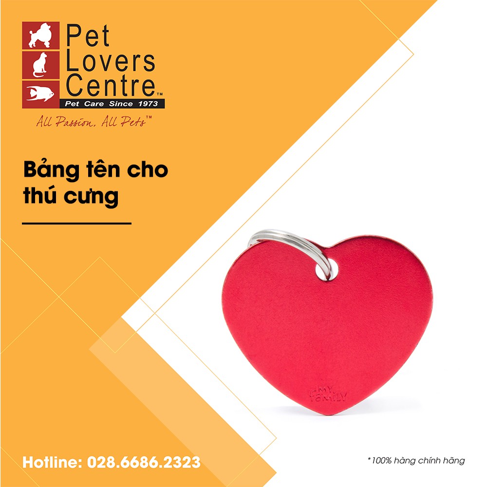 [Xuất xứ Ý] Bảng tên chó mèo khắc nội dung theo yêu cầu / Pet tag HEART (RED)