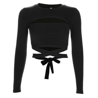 Áo Croptop dài tay thắt dây eo