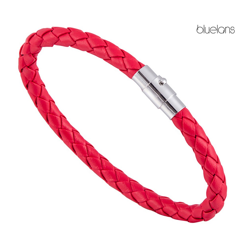 Vòng Tay Bện Dây Da Phối Khóa Thời Trang Cho Nữ