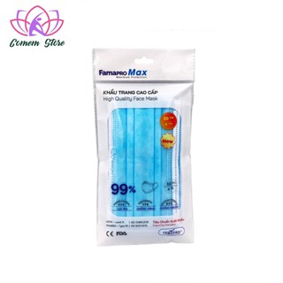 Khẩu trang y tế cao cấp kháng khuẩn 4 lớp Famapro max màu xanh (10 cái /túi)