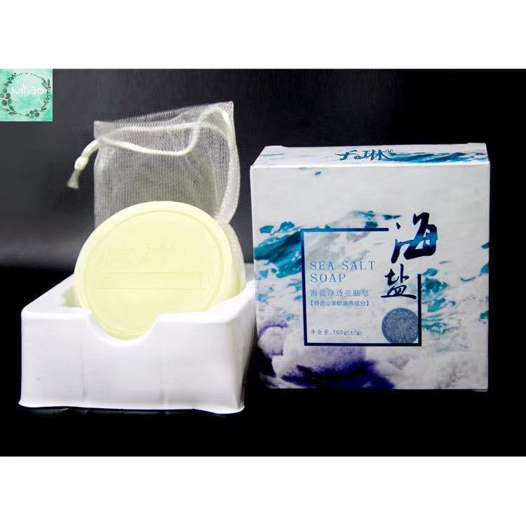 [Hàng mới về] Xà phòng tắm muối biển SEA SALT SOAP kết hợp tinh dầu trà xanh và sữa dê giảm mụn kiểm soát dầu nhờn | BigBuy360 - bigbuy360.vn