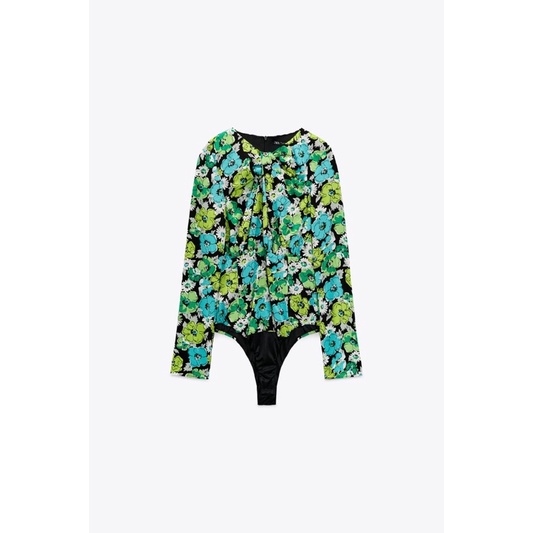 Body suit hoa xanh Zaarraa canh sale